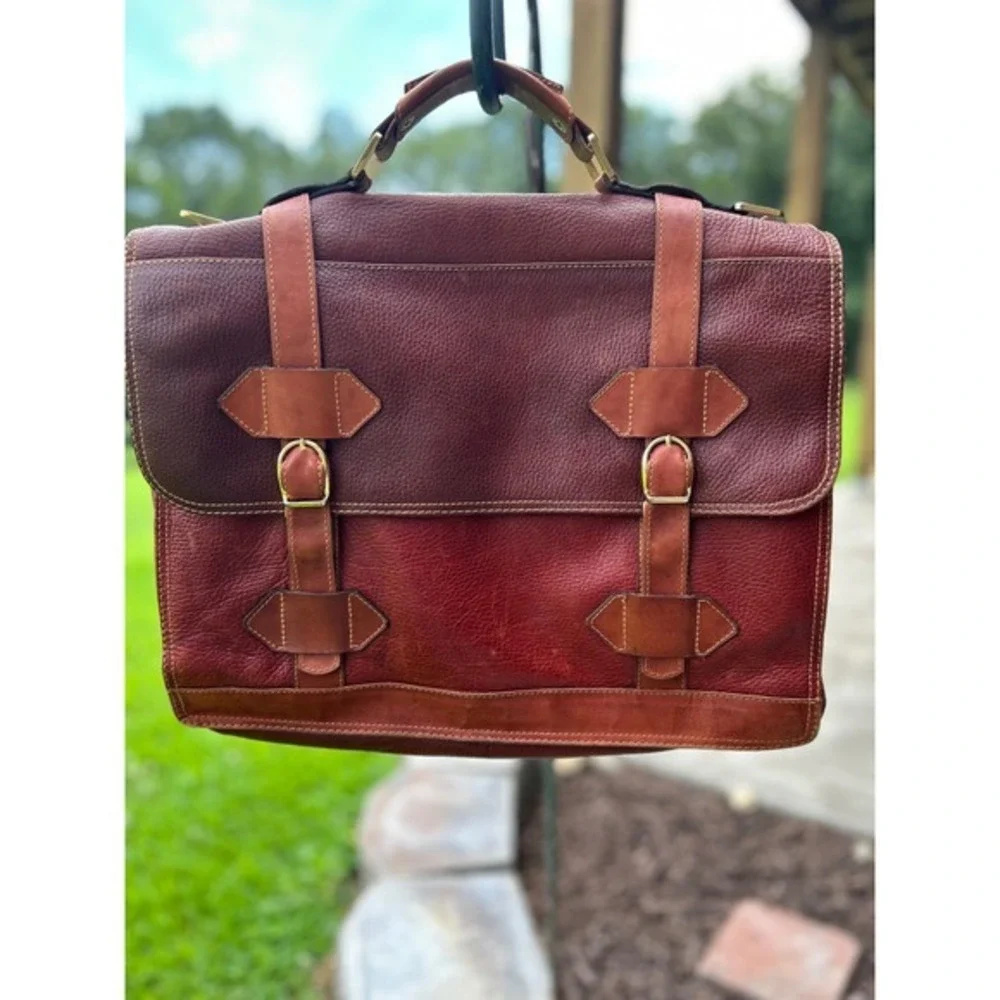 Vintage Escudo Genuine Leather Executive Briefcase Attache Laptop‎ Messenger Bag